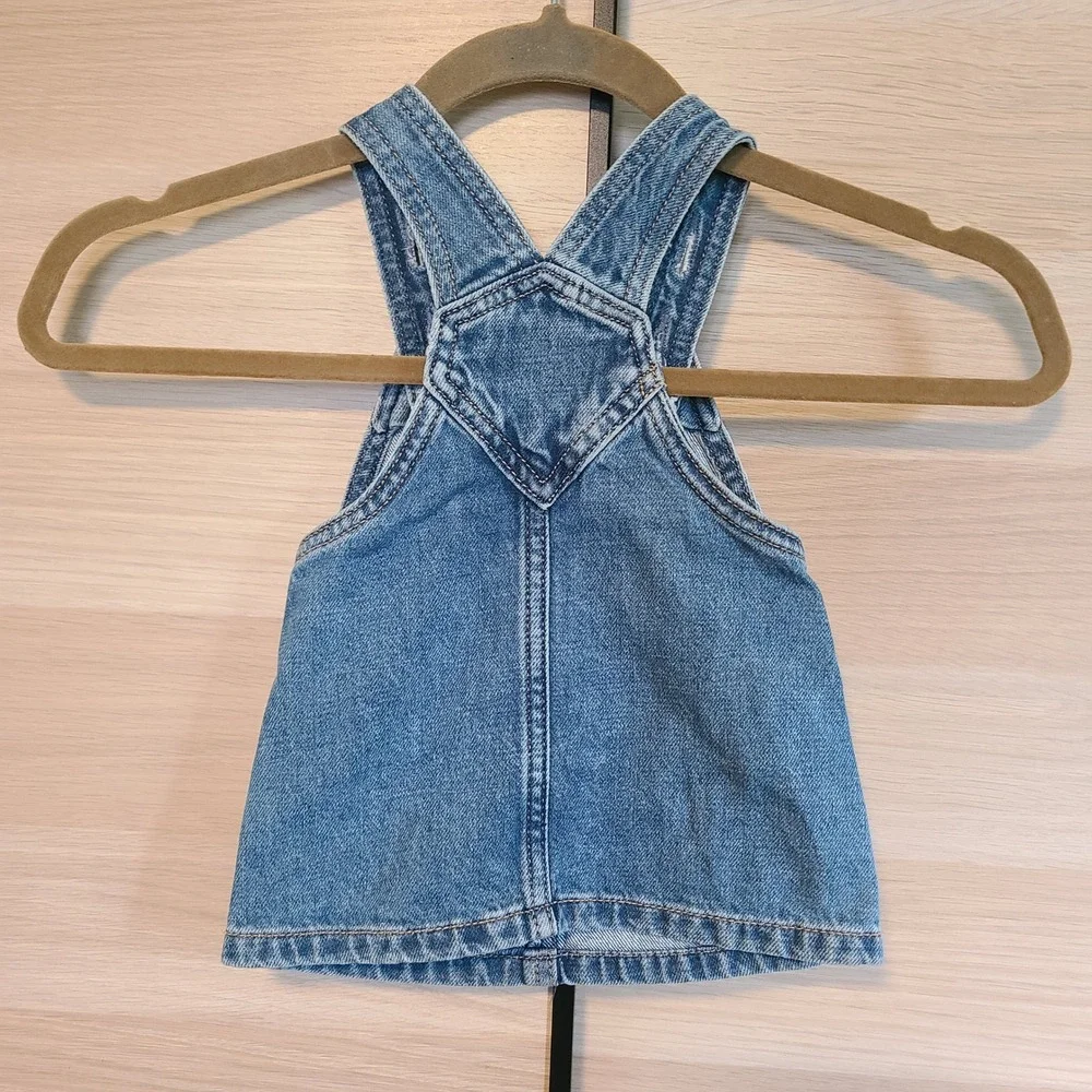 Old Navy Denim Overall Dress Baby Girls 3-6M Blue Good Cotton Jumper Skirtall